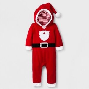 Red Baby Santa Suit Hooded Romper, nwt!   Size 0-3 months